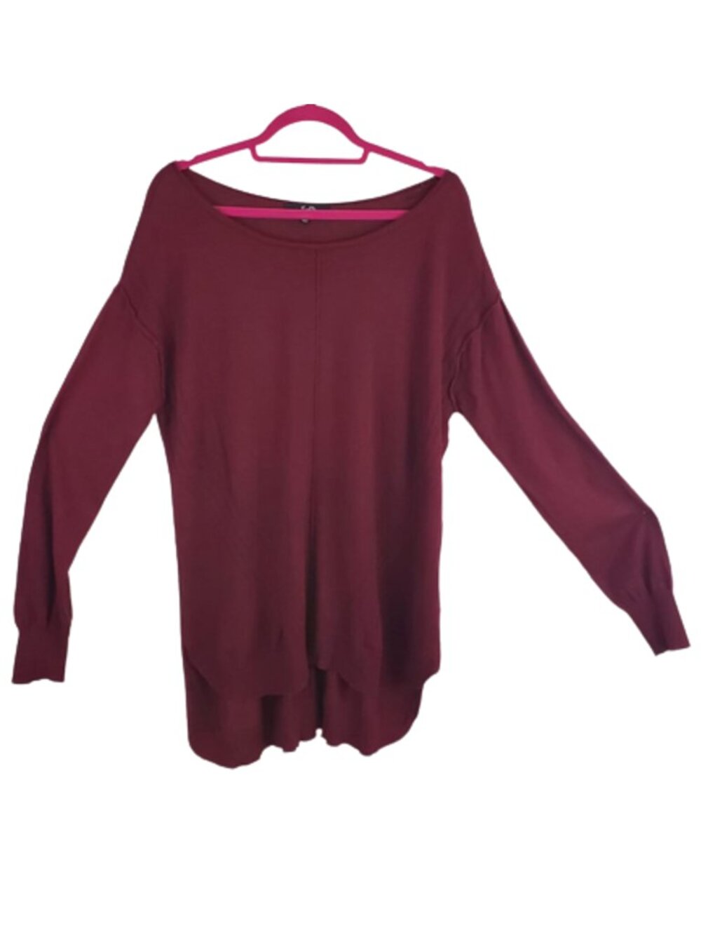 Leighton Cozy Oversized Burgundy Knit Sweater / High-Low Hem + Side Slits